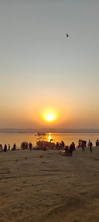 Sunrise over the Ganga seen from the sandy bank